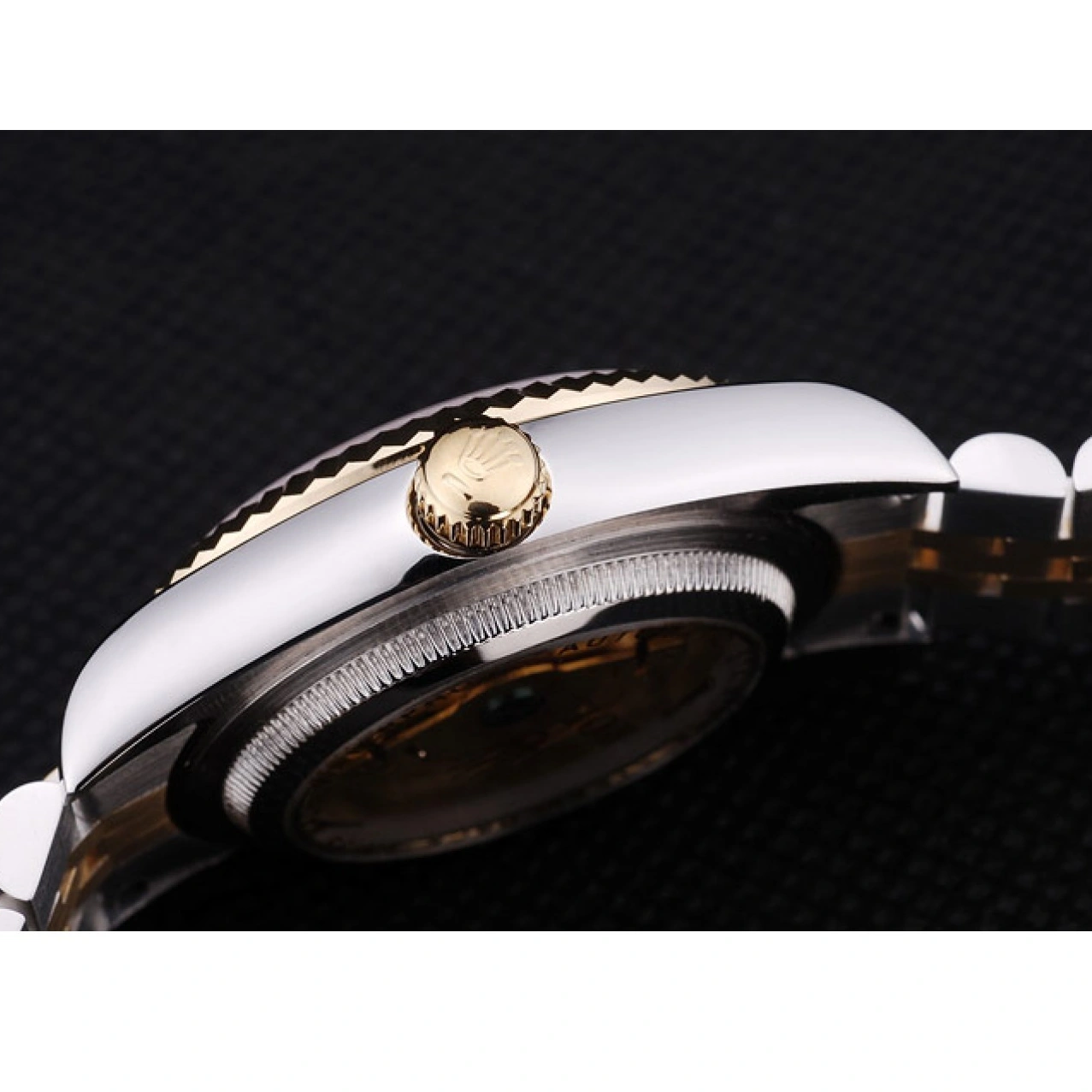 AAA Replica Watches Rolex Datejust Black Diamonds Dial Bezel Ribbed 7453 1013